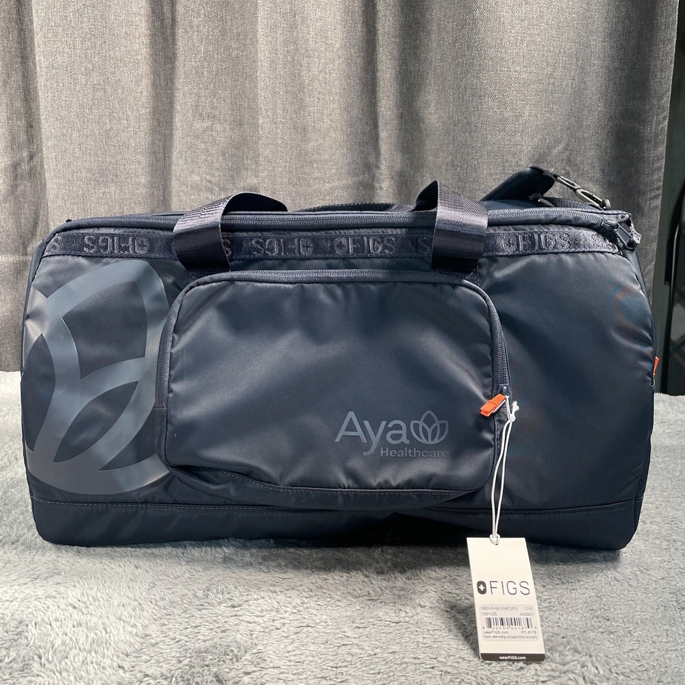 FIGS SCRUBS Midnight Blue 8 Pocket Weekender Duffle Bag Aya Healthcare New Tags